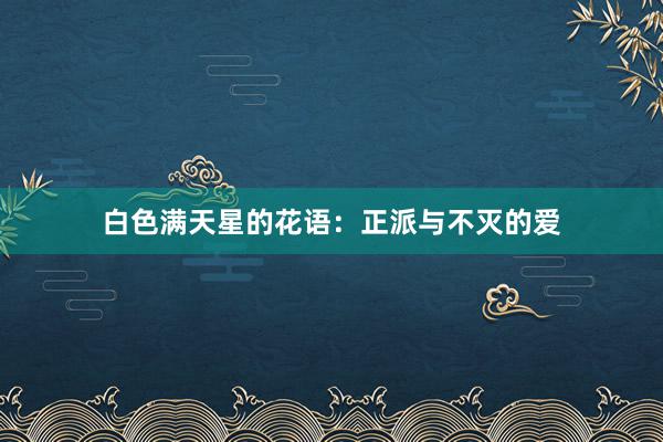 白色满天星的花语：正派与不灭的爱